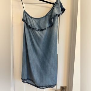 New Cloth and stone light denim dress, one shoulder